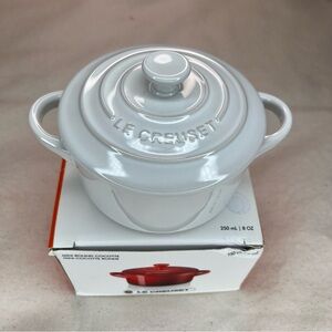 Le Creuset 8oz Mini Round Cocotte White with Lid New